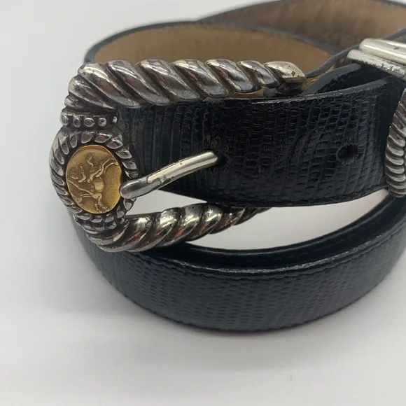 Vintage Brighton Museum Collection Belt Roman Coins Black Leather Sz Large FLAWS - Picture 2 of 16